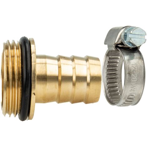 tecuro Schlauchtülle mit AG (O-Ring) - Ø 27 mm x G 1 Zoll & Schelle W4 25-40 mm