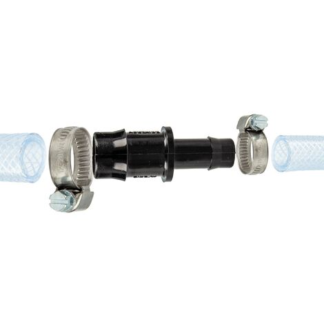 tecuro Schlauchverbinder reduziert Ø 11 mm x Ø 15 mm, mit Edelstahlschlauchschellen - Nylon schwarz