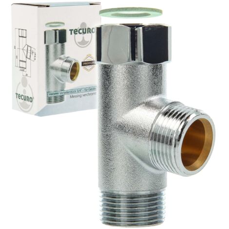 tecuro T-Verteilerstück 3/4 Zoll - für Geräte, MS-verchromt