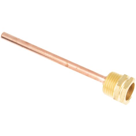 tecuro Tauchhülse G 1/2 Zoll, Länge 100 mm x Ø 7,0 mm, Messinggewinde mit angelöteter Küpferhülse