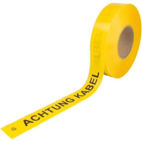 tecuro Trassenwarnband ACHTUNG KABEL, gelb, 250 m x 40 mm, PE-Folie 0,1 mm, schwarz bedruckt