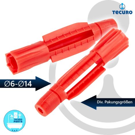 tecuro Universal Hohlraumdübel Allzweckdübel Dübel 6,0 x 37 mm - 100 Stück - Kunststoff rot