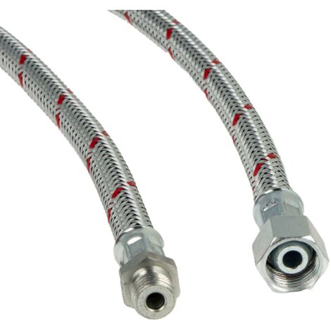 tecuro Universal - Ölschlauch 1/4 Zoll Einschraubnippel, zyl. (flachdichtend) x 3/8 Zoll ÜWM (konisch dichtend) x 300 mm