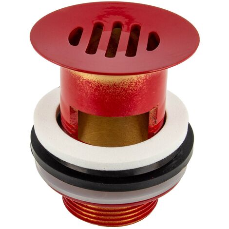 tecuro Universal Schaftventil rot RAL 3003 - für Waschbecken mit Überlauf