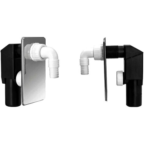 tecuro UP-Siphon Geruchsverschluss für Geräte, mit Abdeckplatte Edelstahl & Schlauchtülle