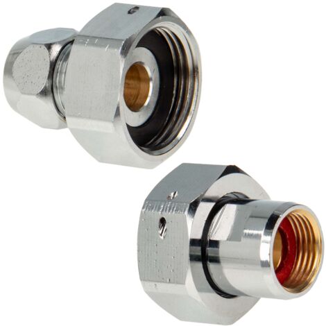 tecuro Waschtischzähler Verschraubung 3/4 Zoll ÜWM x 3/8 Zoll IG und 3/4 Zoll ÜWM x Ø 10 mm QV - 2-er Set