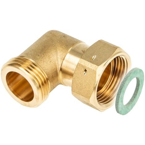 tecuro Winkel 90°, 1 Zoll AG x Überwurfmutter 1 Zoll (flachdichtend) - MS-blank CW617N