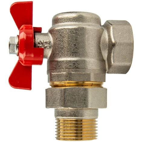 tecuro Winkel Kugelhahn mit Verschraubung G 1/2 Zoll x Innengewinde Rp 1/2 Zoll, Messing vernickelt
