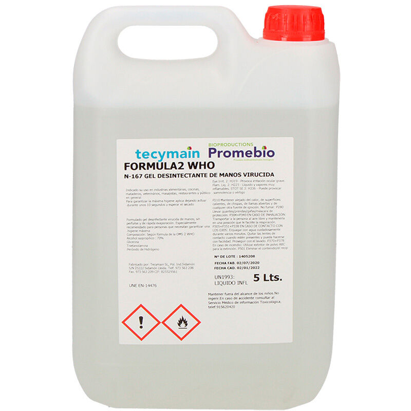 

Gel hidroalcoholico 5l garrafas de 5l - Tecymain