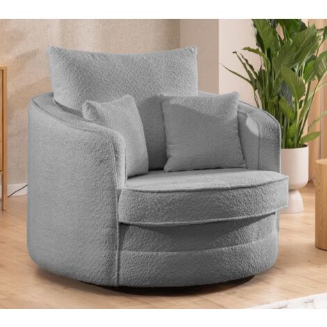 Ted - Drehsessel Love Seat XXL 360 Grad drehbar aus Grau Boucle-Stoff