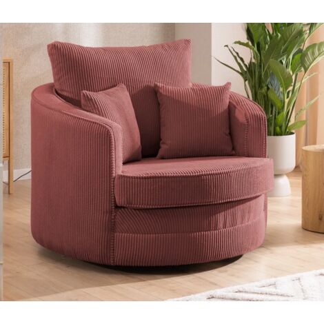Ted - Drehsessel Love Seat XXL 360 Grad drehbar aus Terrakotta Cord-Stoff
