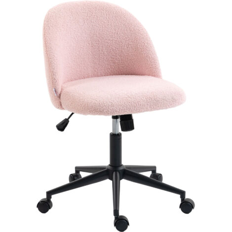 Teddy Fleece Office Chair with Wheels - Light Pink
