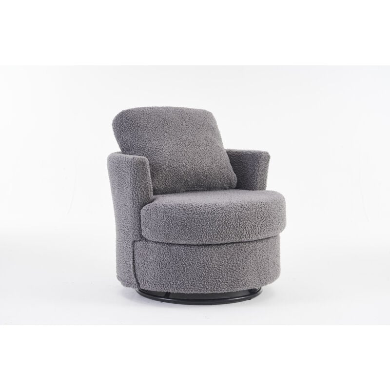 Abrihome - Teddy Swivel Armchair with Back Cushion Pillow Thick Foam Pad, Medium Grey