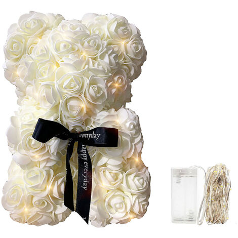 Teddybär mit künstlichen Rosen – Romantisches Valentinstagsgeschenk