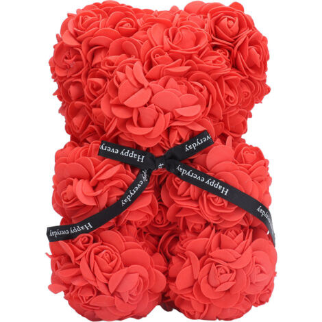 Teddybär mit roter Rose, 21 cm, als romantisches Geschenk zum Hochzeitstag oder Valentinstag