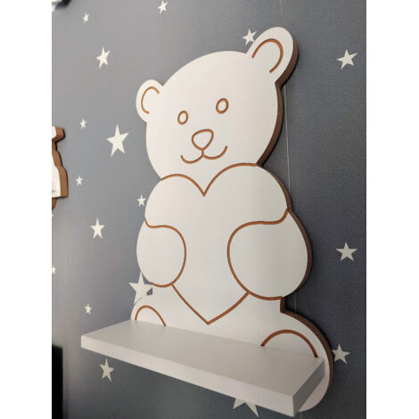 Teddybär-Regal mit Herz, weiß