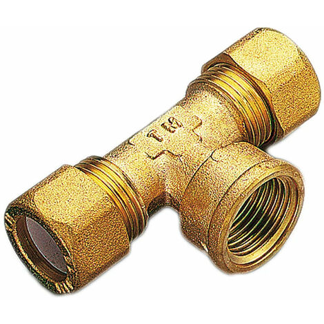 Tee 2 Dadi Femmina 1/2" Ø14 Per Rame Con Ogiva In Teflon
