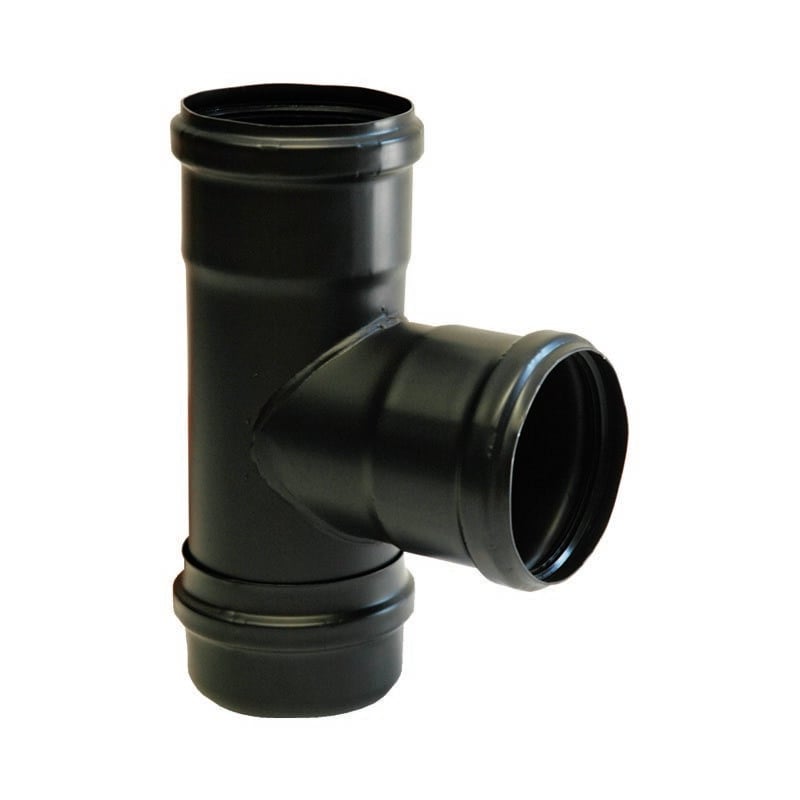 Tee 90° ffm - steel 1.2 with blind plug - l 220 mm tee 90° w/blind plug dn100 'black' att.ffm pellet 1.2