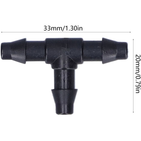 [Tee Connector] 4/7 Raccords Irrigation Micro Arrosage ABS Noir, 100 Pièces