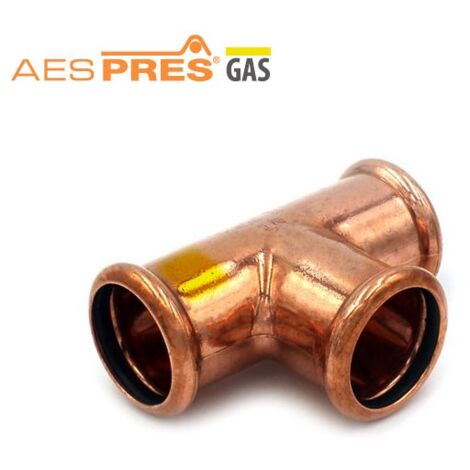 Tee femmina ø22 AESPRES GAS in rame a pressare 682022000G - -  RACCORDERIE METALLICHE - -