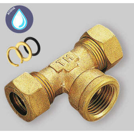 Tee Femmina A Compressione Con O-Ring Per Tubo Rame Tiemme 22 X 3/4" X 22