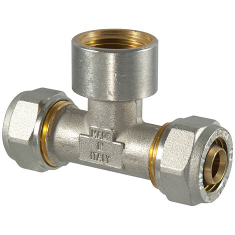 Tee Femmina A Compressione Per Tubo Multistrato Tdm Ø26 X 1" X Ø26 (3,0) Mm