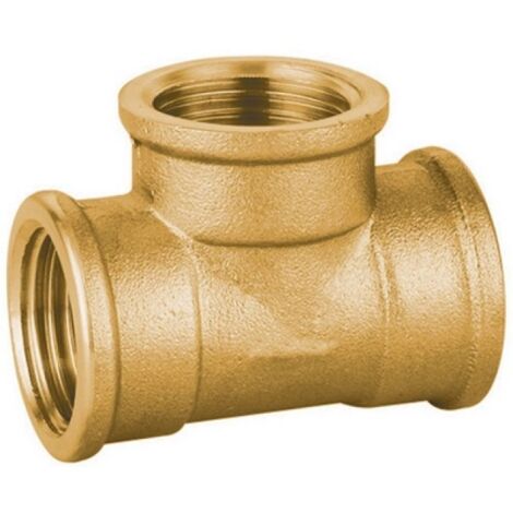 TEE FF IN OTTONE GIALLO PESANTE IBP 3/8"