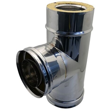 TEE IN ACCIAIO INOX 316L A 90° DOPPIA PARETE D. Int. 250 - D. Est. 300