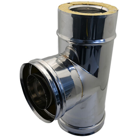 TEE IN ACCIAIO INOX 316L A 90° DOPPIA PARETE Misura: D. Int. 150 - D. Est. 200