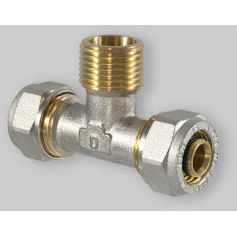Tee Maschio A Compressione Per Tubo Multistrato Tdm Ø32 X 1" X Ø32 (3,0) Mm