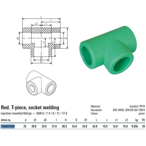 Tee ridotto FUSIOTHERM ø 25X20X25 mm 1060025038