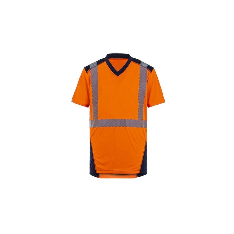 T2S - T-shirt haute visibilité bali orange/marine - s