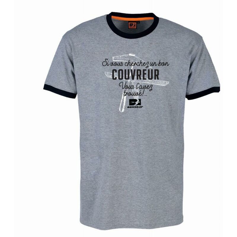 Tee-shirt de travail Couvreur Bosseur Gris chiné - Taille xxxl - 11533-006