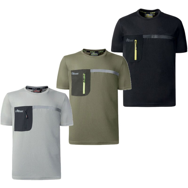 U-power - T-shirt de travail manches courtes en tissu christal - Noir s