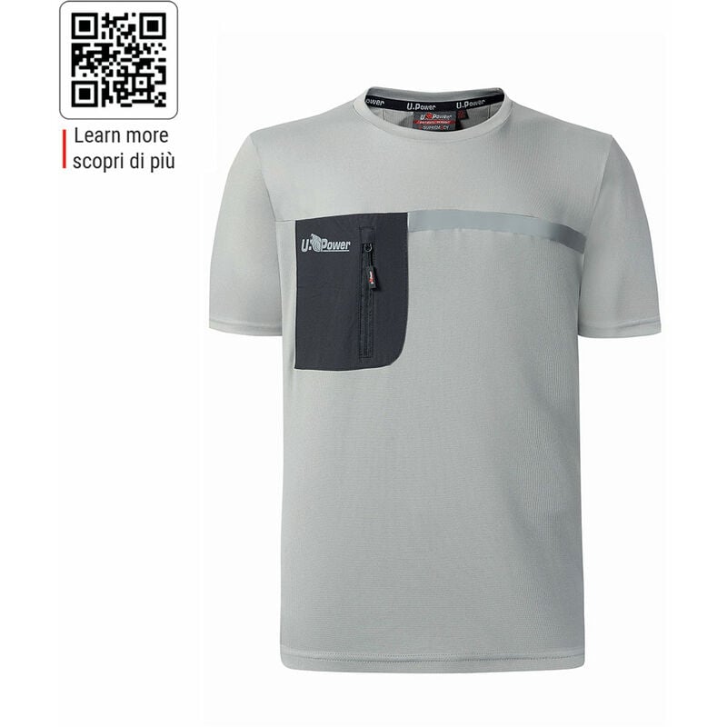 U-power - T-shirt de travail manches courtes en tissu christal - Gris m