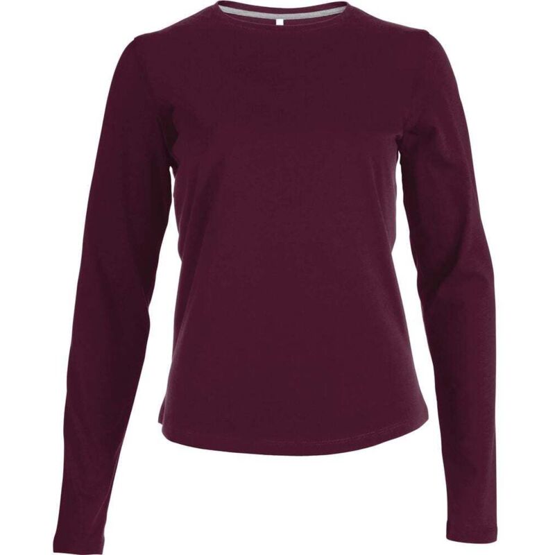 Tee-shirt de travail col rond manches longues Kariban femme 100% coton Bordeaux m