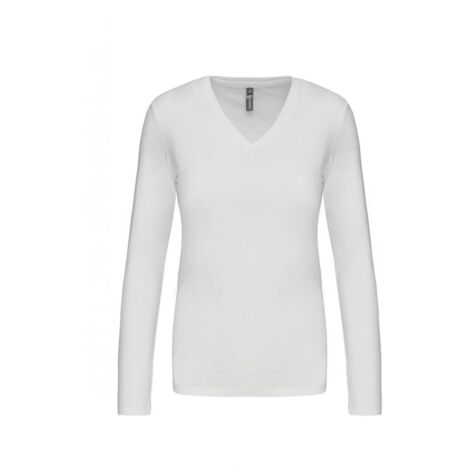 t shirt col v manche longue femme
