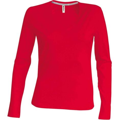 tee shirt rouge manches longues femme