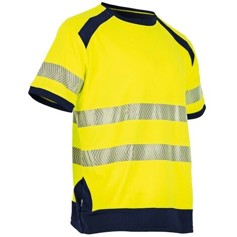 T-shirt haute visibilité bicolore manches courtes anti-UV LMA HALOGENE Jaune / Marine 3XL