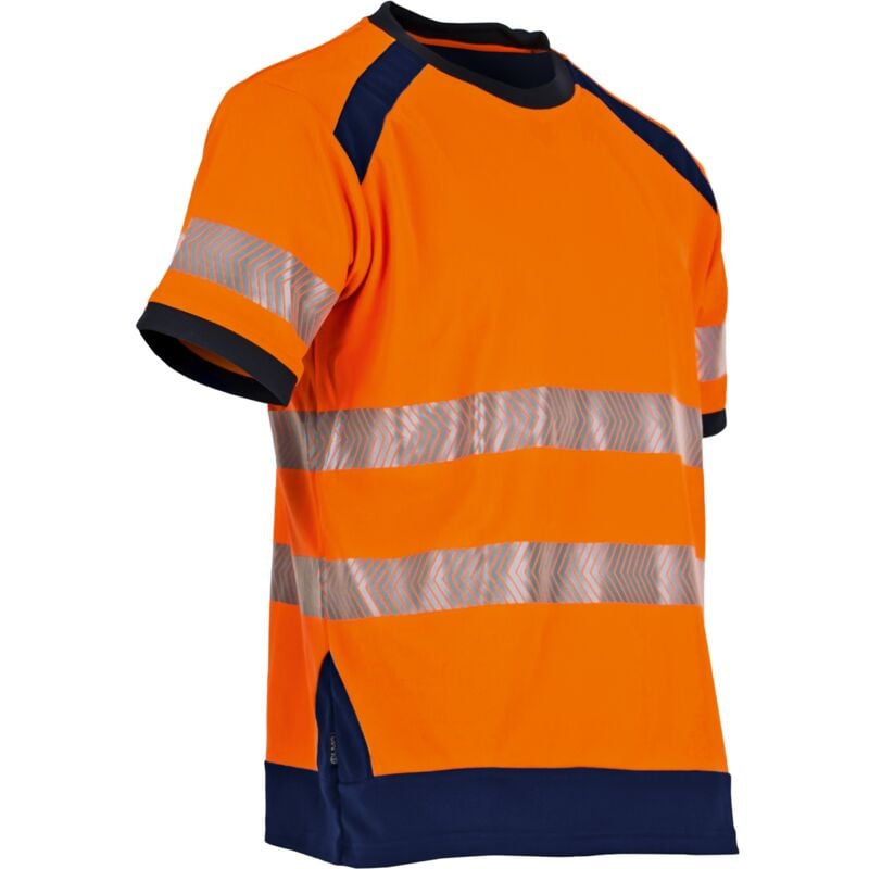 LMA - T-shirt de travail mc maille hv lampion - marine/orange fluo s