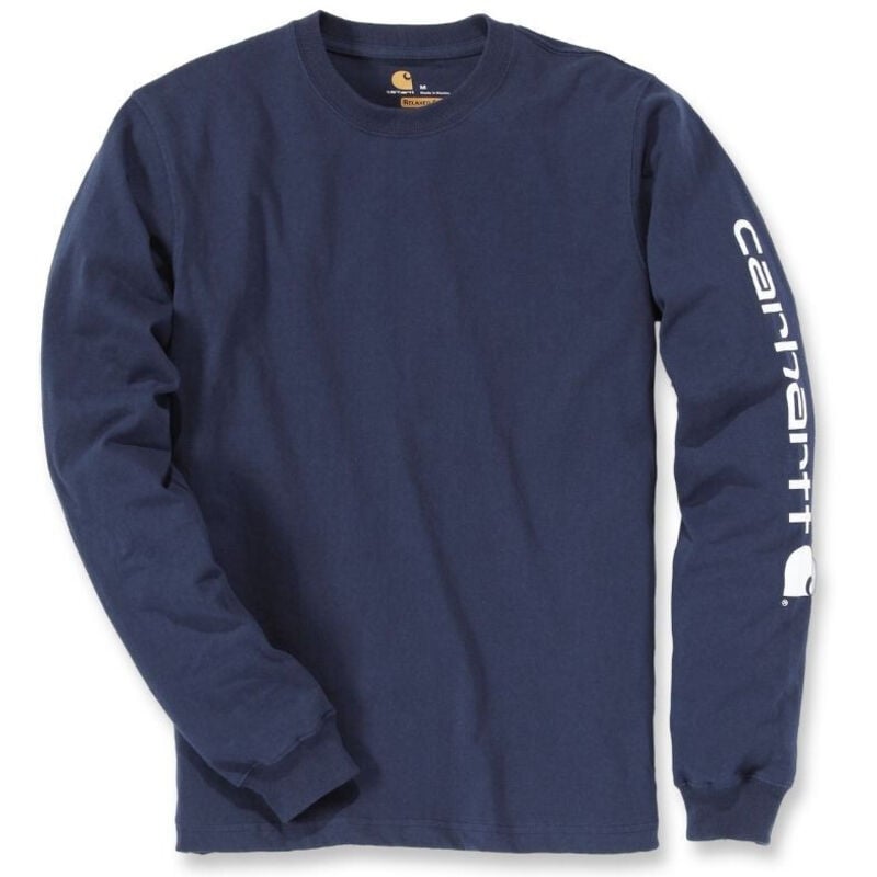 T-Shirt Carhartt Sleeve Logo l/s Bleu Marine t.m - EK231-412-M