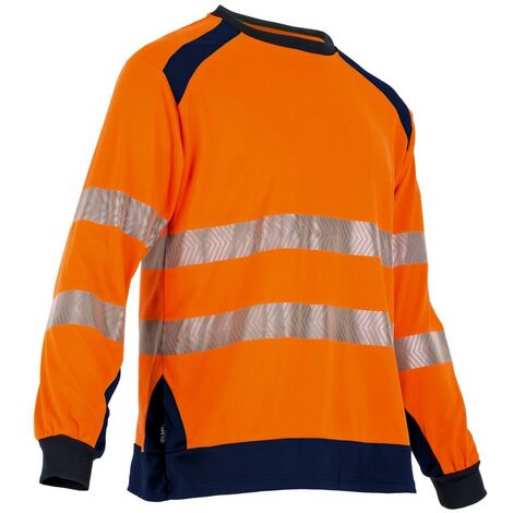 Tee-shirt manches longues Haute Visibilité Bicolore Orange / Marine - LMA - Reflet