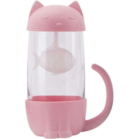 Teebecher aus Glas mit Teesieb und Katzendeckel, ideales Geschenk für Teeliebhaber und Tischaccessoire
