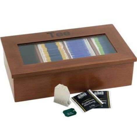 Teebox 33,5 x 9 x 20 cm (B x H x T) Holz rotbraun Tee