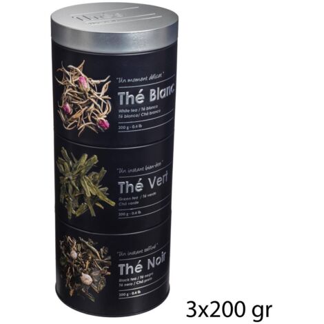 Teedose mit 3 fächern aus metall black edition schwarz  - 5five