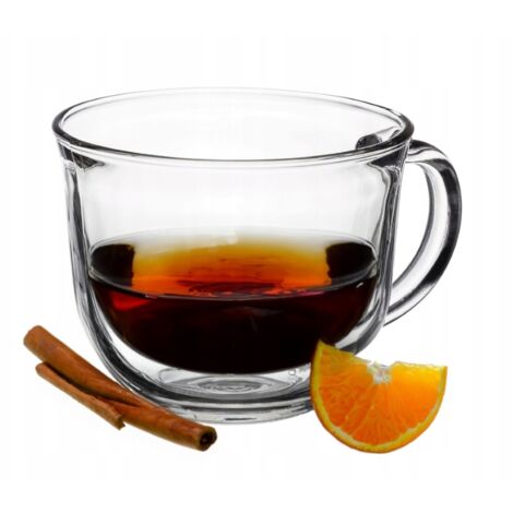 Teeglas mit Henkel, dickes Glas, 480 ml, Leo