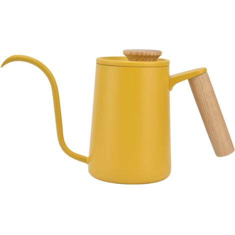 Teekessel aus Edelstahl mit langem, dünnem Ausguss, 600-ml-Kaffeekanne, leuchtend gelb, ideal für präzises Aufbrühen