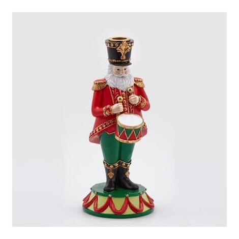 Teelichthalter Weihnachtsmann 23 cm Grün Rot