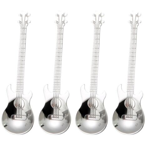 Teelöffel aus Edelstahl in Gitarrenform, ideal zum Mixen von Getränken, Desserts und Cocktails