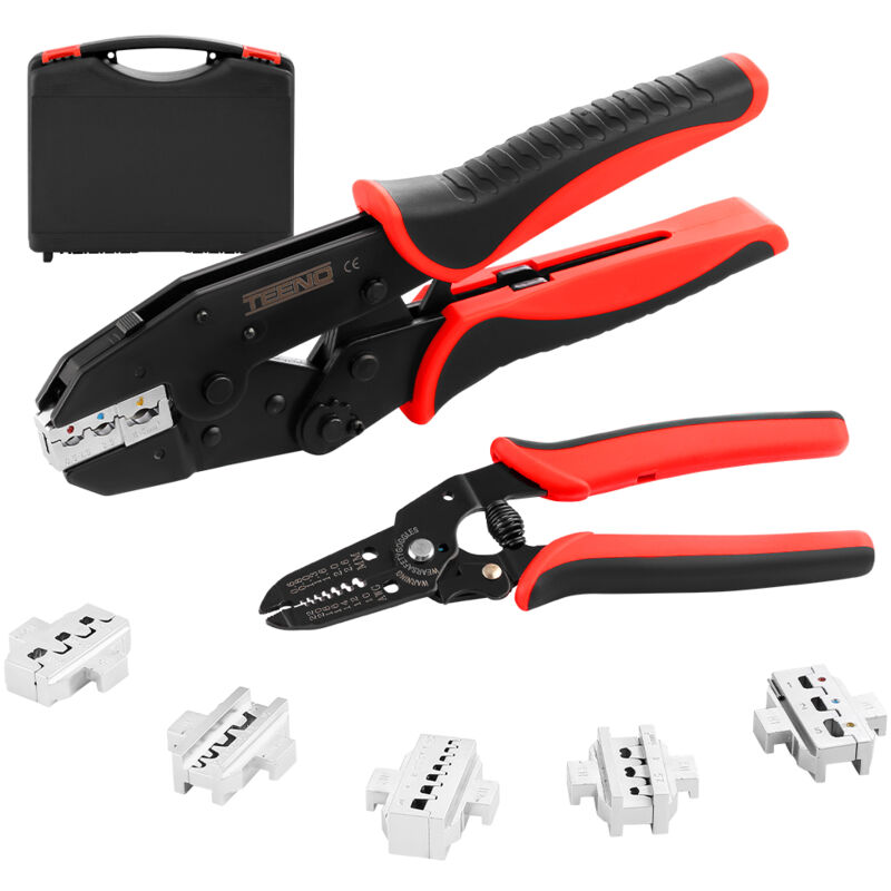 Teeno - Jeu de 8 Pinces a Sertir,Jeu d'outils de Sertissage Multifonctionnel,Pince à Sertir à Cliquet Pour Cosses Thermorétractables, Connecteurs en